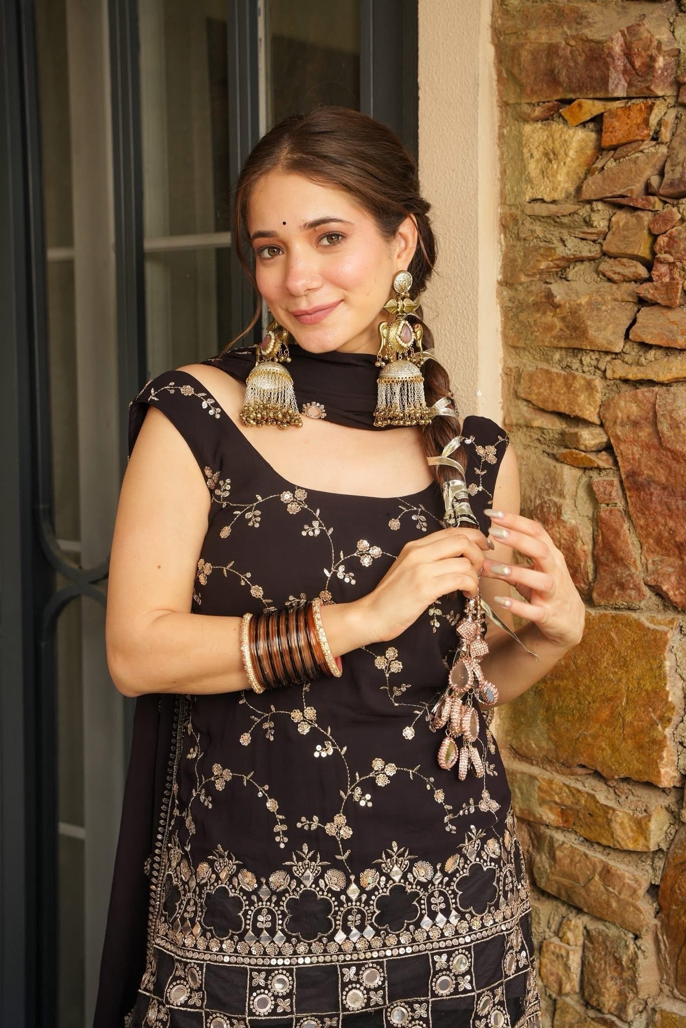 Mirzaa Brown Sharara Set